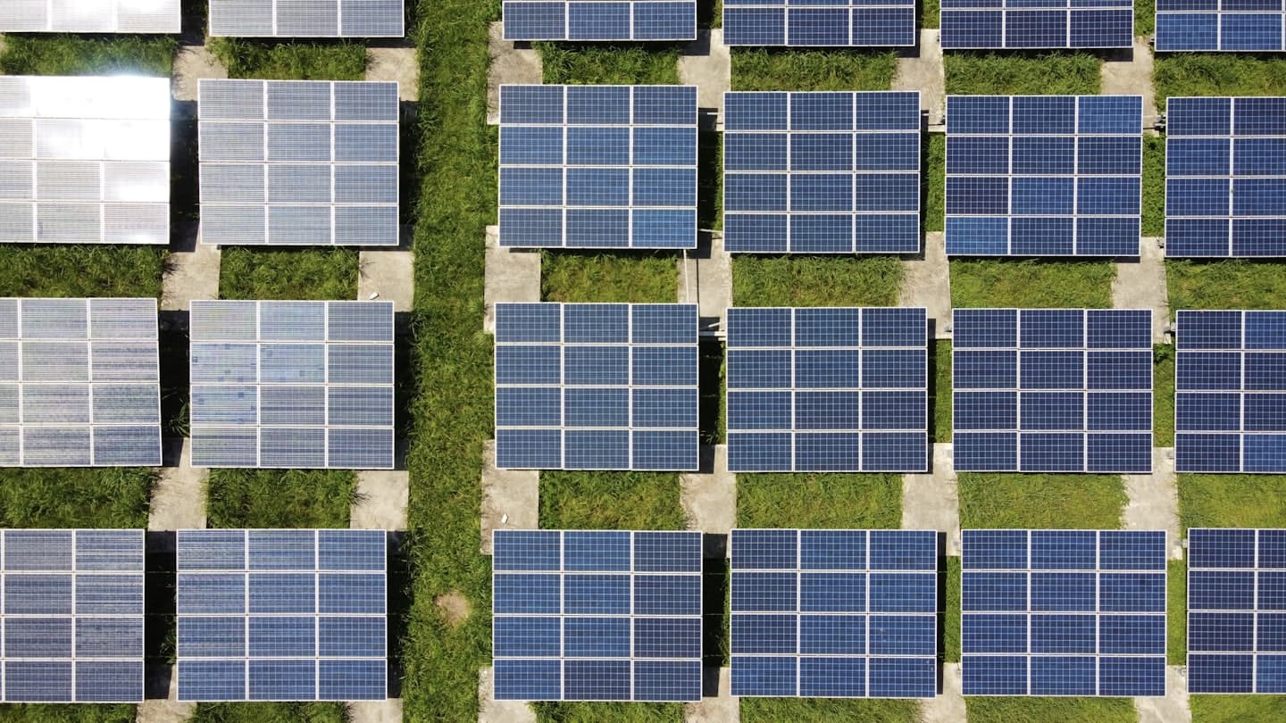 Solar panels viewed from above